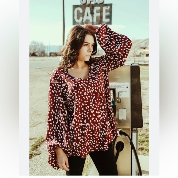 Entro Rust Red Dot Blouse - Picture 1 of 6